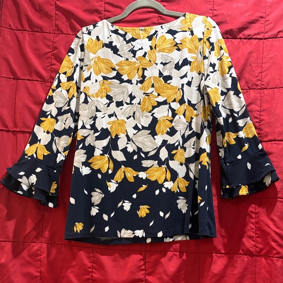 Floral Navy and Yellow Women's Top - Picture 4 of 4